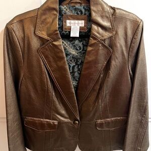 Worthington Brown Leather Blazer